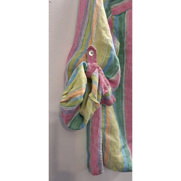 STUDIO WORKS 100% Linen Women's Button Up Sz 1x Coastal Resort Beach Casual - Picture 4 of 4